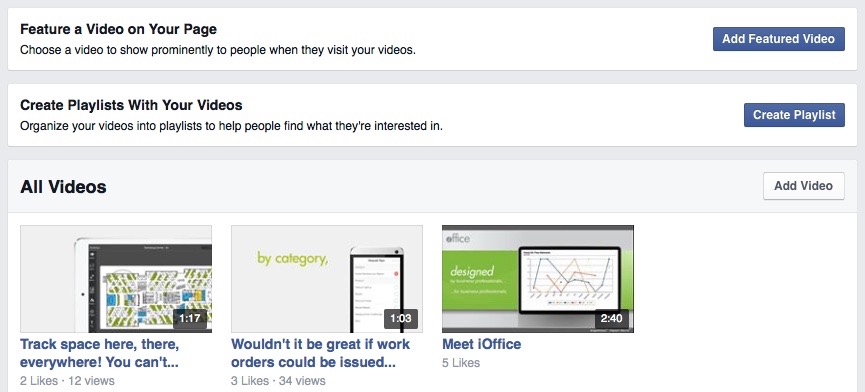 Facebook company page video tab 