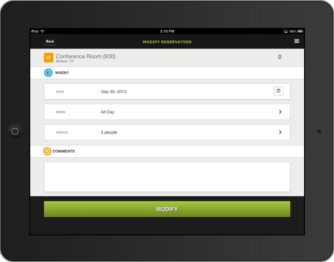 room reservation app available on tablets