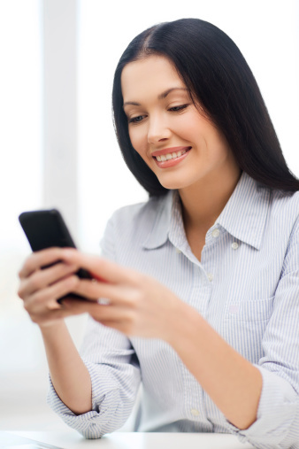 facility managment app image showing a lady with a mobile